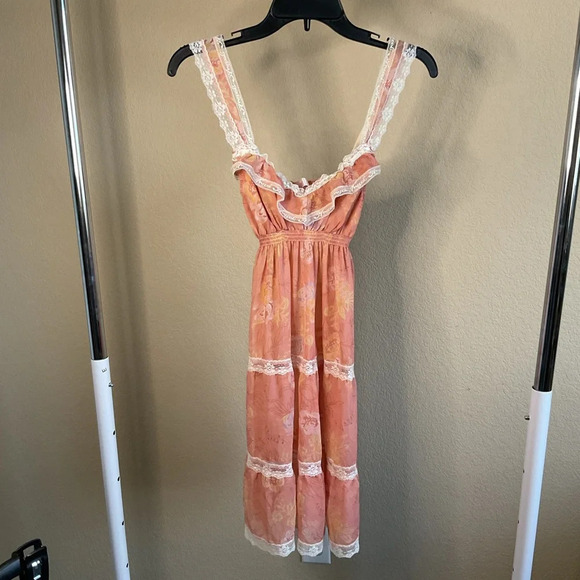 Victorias‎ Secret Angels Womens Vintage Pink Floral Sheer Chiffon Mini Dress - Picture 1 of 7